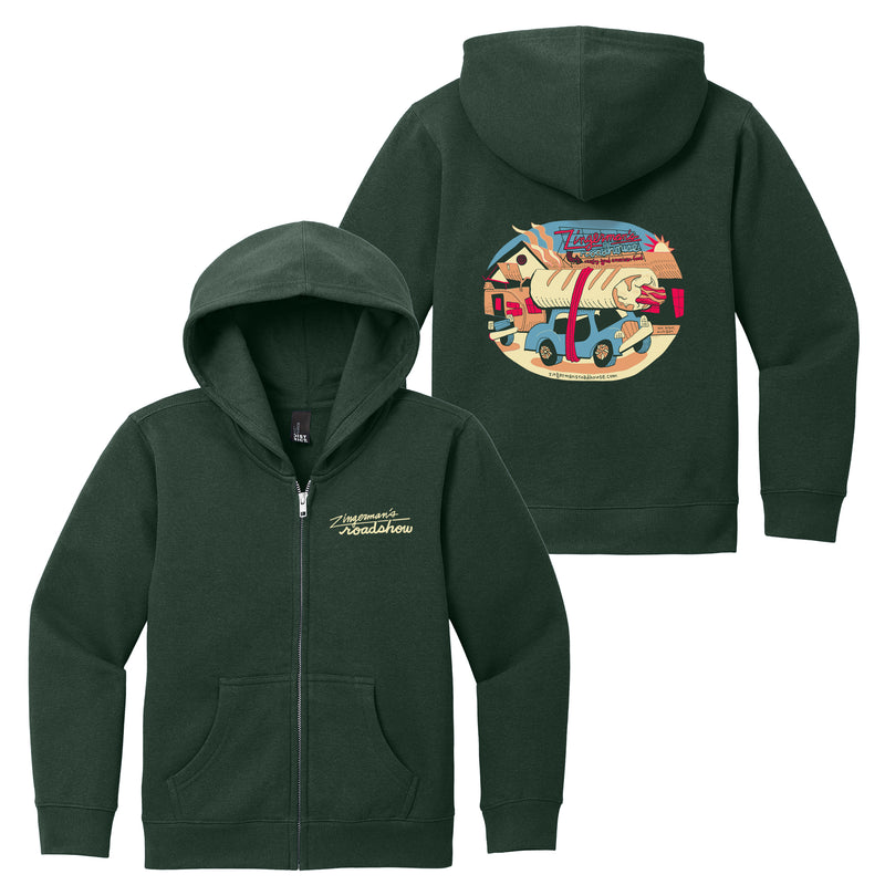 Youth Zingerman's Roadhouse Roadshow Burrito Zip Hooded Sweatshirt - Forest Green