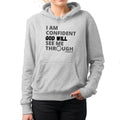 I Am Confident Grey White Fall 23 Hooded Sweatshirt - Sport Grey