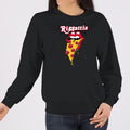 Pizza Mouth Pullover Crewneck Sweatshirt - Black