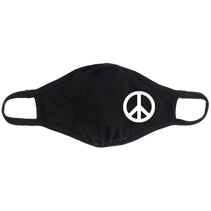 Adult Peace Sign Cloth Face Mask Two Pack - Black