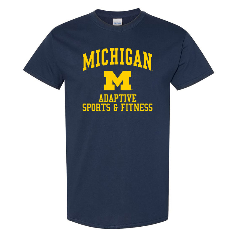 Arch Logo Adapted Athletics University of Michigan Basic Cotton Short Sleeve T Shirt - Navy