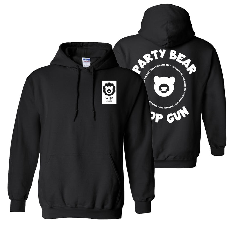 Party Bear Top Gun Unisex Hooded Sweatshirt - Black