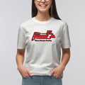 Three Stooges Racing Gurney Jr Unisex Cotton T-Shirt - White