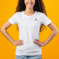 Blanton Turner Womens Color Logo Cotton T-Shirt - White