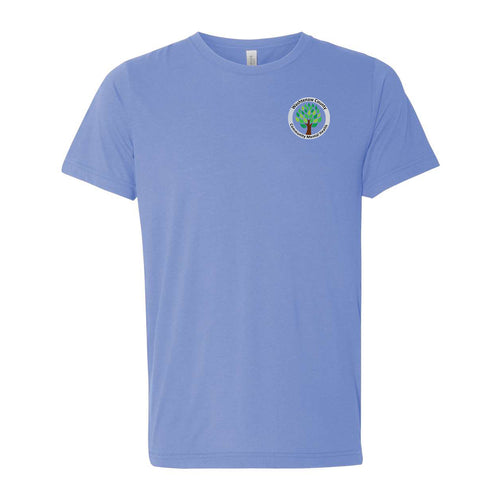 WCCMH Left Chest Circle Triblend Tee- Blue Triblend