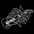 She Rock Guitar Logo Ladies Cotton Tee - Black