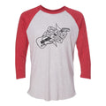 She Rock Guitar Logo Triblend Raglan - Vintage Red/Heather White