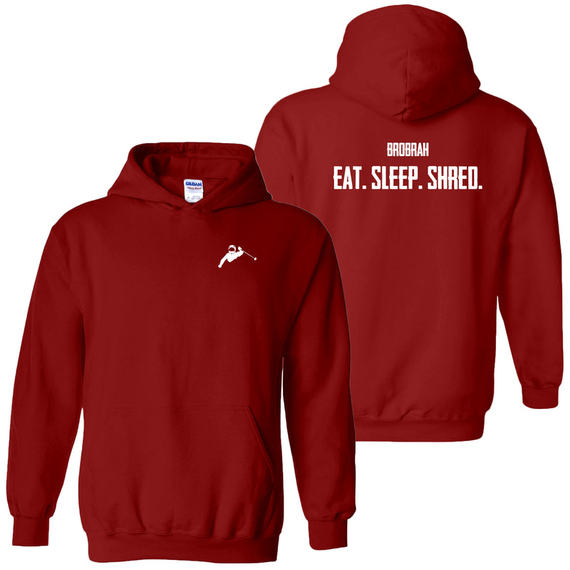 Brobrah Eat Sleep Shred Pullover Hooded Sweatshirt- Cardinal Red
