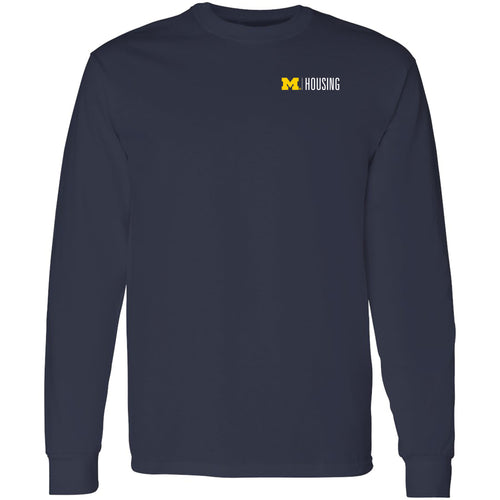 UM Housing Logo Ladies Longsleeve T-Shirt- Navy