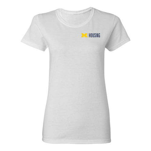UM Housing Logo Ladies Short Sleeve T-Shirt- White