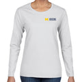 UM Housing Logo Ladies Long Sleeve T-Shirt- White