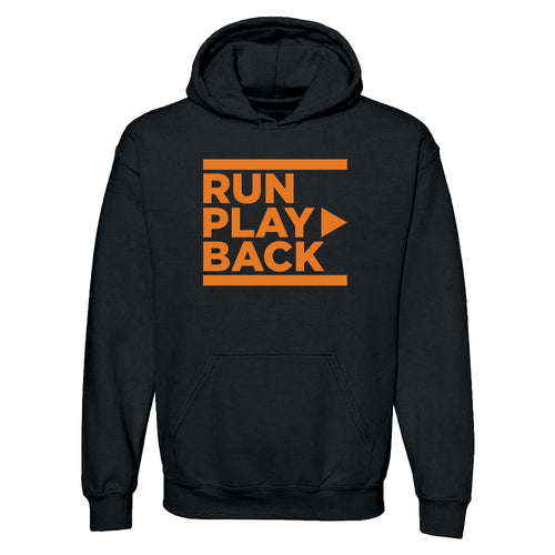 RunPlayBack Logo Pullover Hooded Sweatshirt- Black