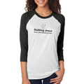 Stalking Jesus 3/4 Sleeve Baseball Shirt  - Heather White / Vintage Black