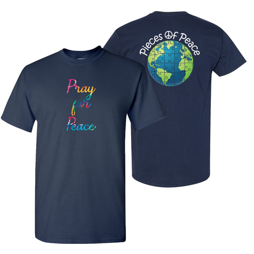 Pray For Peace Tie Dye Unisex T-shirt - Navy